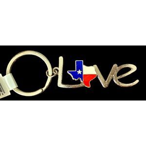 NWT Metal LOVE Texas State Map Souvenir Keychain Purse Charm